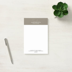 Modern Script Taupe Professional Business Post-it Notes