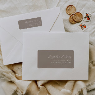 Modern Script Taupe Return Address