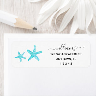 Modern Script Teal Starfish Return Address
