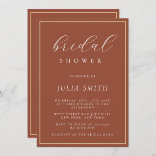 Modern Script Terracotta Bridal Shower Invitation