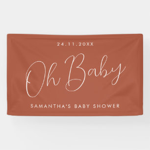 Modern Script terracotta Oh Baby Shower Banner