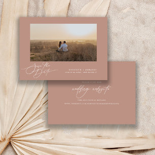 Modern Script Terracotta Website Photo  Save The Date