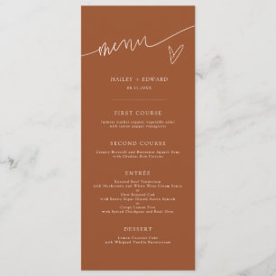 Modern Script Terracotta Wedding Menu