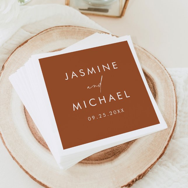 Modern Script Terracotta Wedding Napkin (Creator Uploaded)