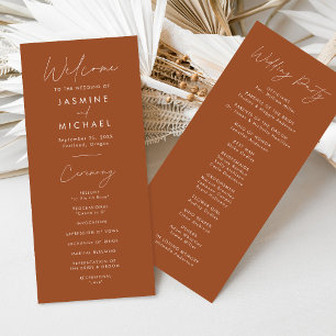 Modern Script Terracotta Wedding Program