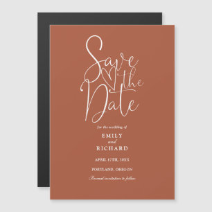 Modern Script Terracotta Wedding Save The Date Magnetic Invitation
