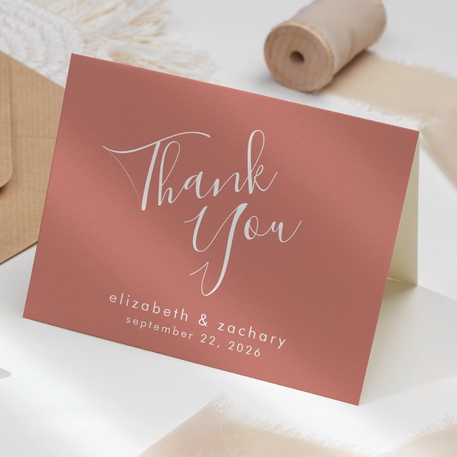 Modern Script Terracotta Wedding Thank You Card (Creator Uploaded)