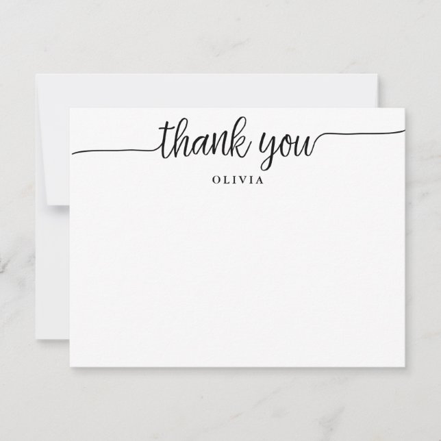 Modern Script Thank You Flat Note Card (Front)