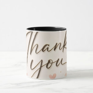 Modern Script Thank You Pink Hearts Two-Tone Coffe Mug