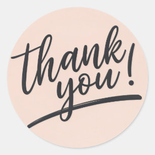 Modern Script "Thank You" Round Sticker – Elegant 