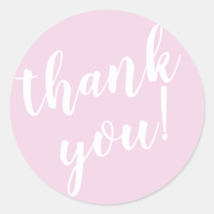 Modern Script Thank You Simple Blush Pink Classic Round Sticker