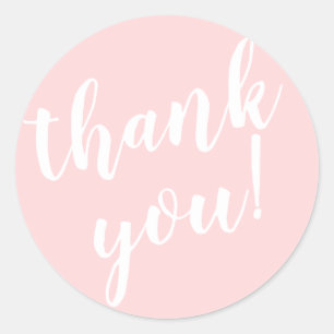 Modern Script Thank You Simple Blush Pink Classic Round Sticker