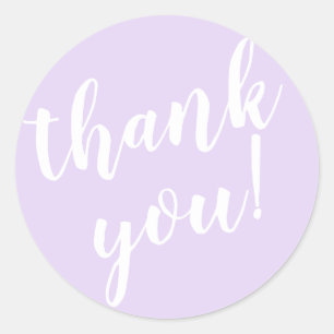 Modern Script Thank You Simple Blush Purple Classic Round Sticker