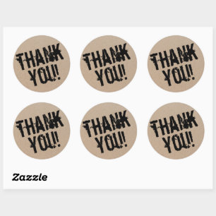 Modern Script Thank You Simple Cardboard Classic R Classic Round Sticker