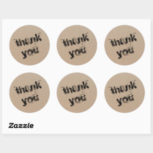 Modern Script Thank You Simple Cardboard Classic R Round Sticker