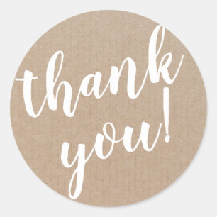 Modern Script Thank You Simple Cardboard Classic Round Sticker