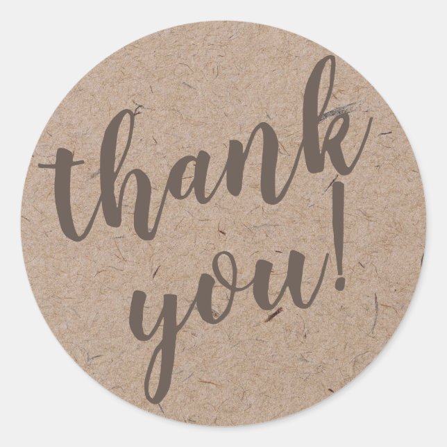 Modern Script Thank You Simple Craft Rustic Classic Round Sticker (Front)