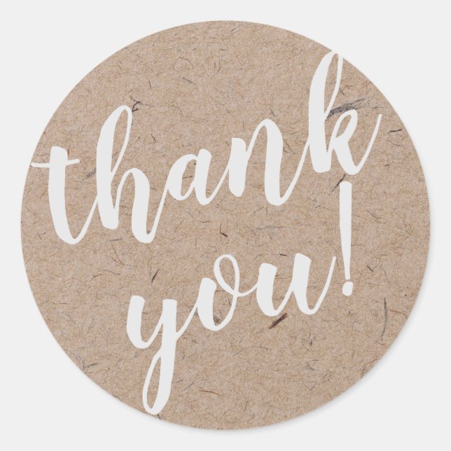 Modern Script Thank You Simple Craft Rustic Classic Round Sticker (Front)