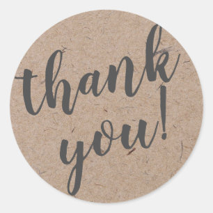 Modern Script Thank You Simple Craft Rustic Classic Round Sticker