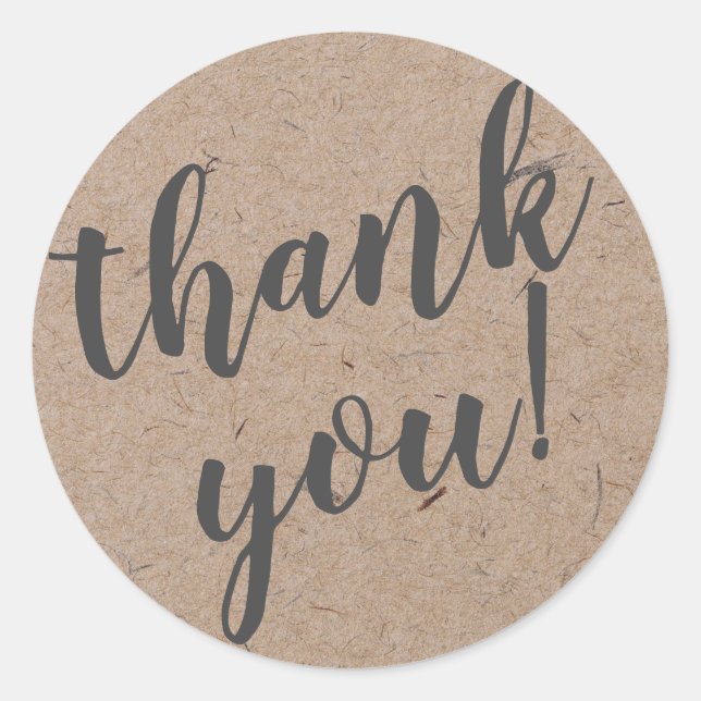 Modern Script Thank You Simple Craft Rustic Classic Round Sticker (Front)