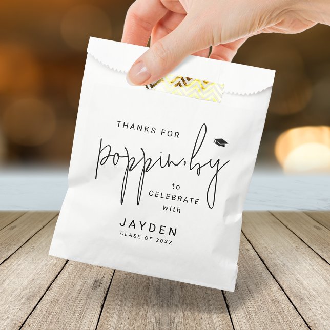 Modern Script Thanks for Popping by Graduation Favour Bags (Modern Script Thanks for Popping by Graduation Favor Bag)