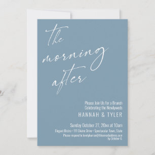 Modern Script The Morning After Brunch Dusty Blue Invitation