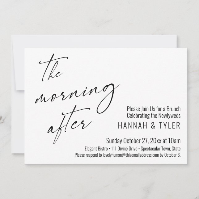 Modern Script The Morning After Wedding Brunch Invitation (Front)