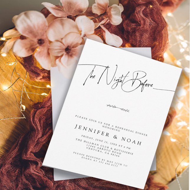 Modern Script The Night Before Rehearsal Dinner In Invitation (Creator Uploaded)