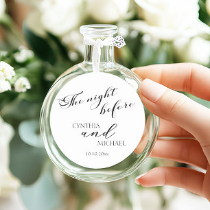 Modern Script 'the Night Before' Wedding Classic Round Sticker