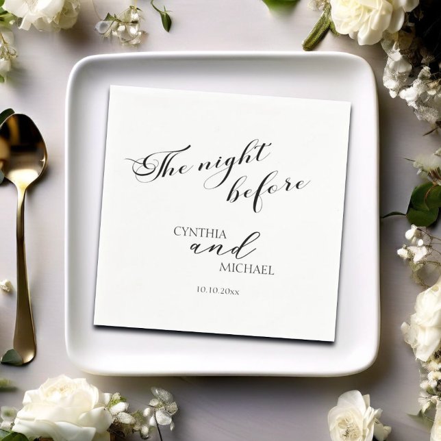 Modern Script 'the Night Before' Wedding Napkin (Creator Uploaded)
