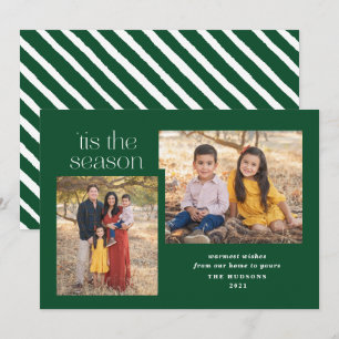 Modern Script Tis The Season Calligraphy Photo Hol Holiday Card