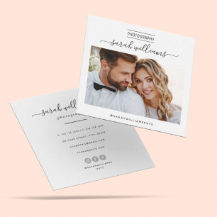 Modern Script Trendy Typography Photographer  Square Business Card