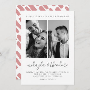 Modern Script Two Photo Wedding Invitation