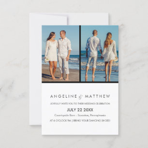 Modern Script Two Photo Wedding Invitation