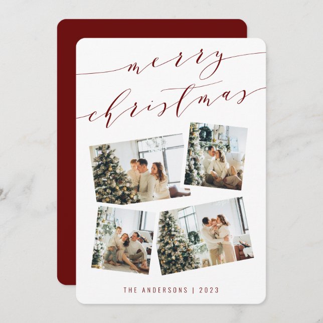 Modern Script Typogpraphy Merry Christmas Photo Holiday Card (Front/Back)