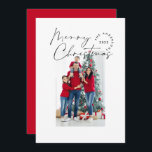 Modern script typography 1 photo Christmas Holiday Card<br><div class="desc">Modern script typography 1 photo Christmas holiday card. Modern red holiday card.</div>