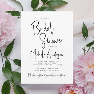 Modern Script Typography Bridal Shower Invitation