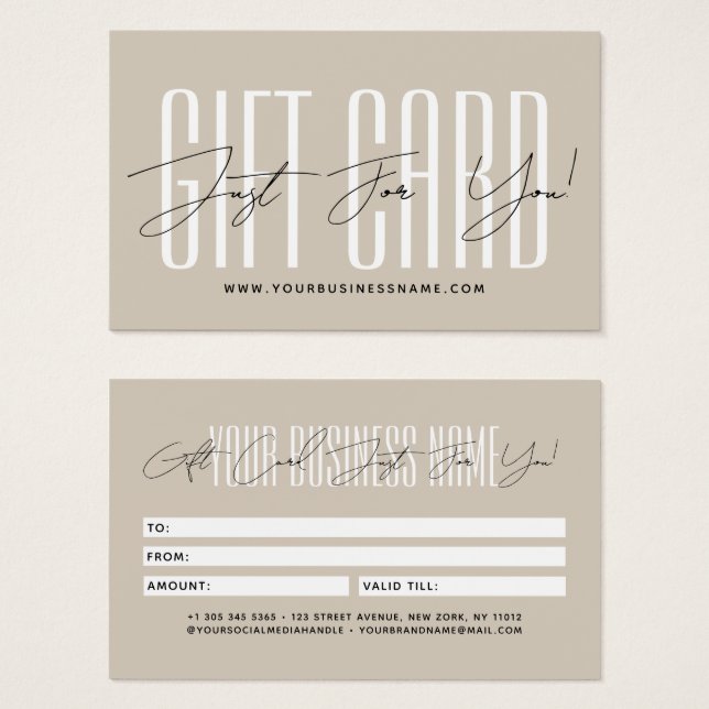 Modern script typography business gift card  (Front & Back)