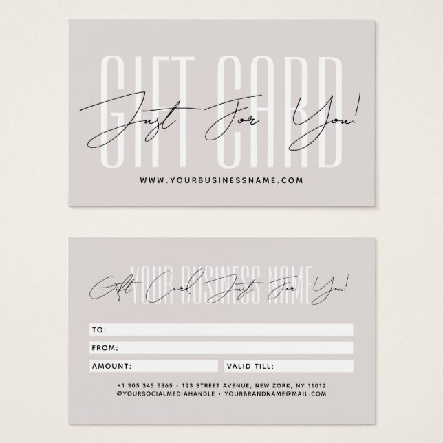 Modern script typography business gift card  (Front & Back)