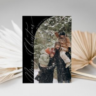 Modern Script Typography Half Arch Photo Christmas Holiday Card