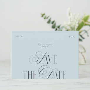 Modern Script Typography Photo Dusty Blue Save The Date