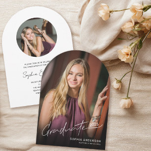 Modern Script Typography Photo Graduation Arch Invitation