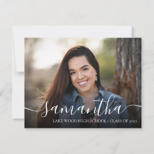 Modern Script Typography Photo Graduation Party Invitation