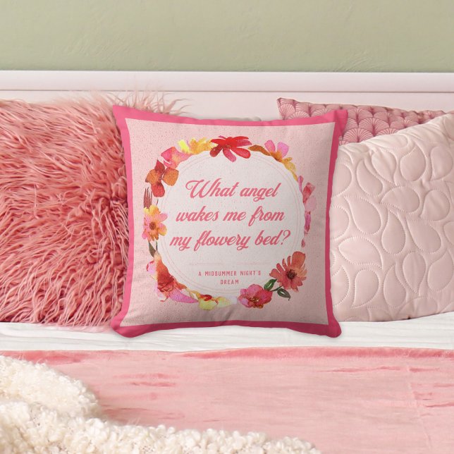 Modern Script Typography Pink Floral Quote Cushion (Creator Uploaded)