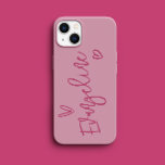 Modern script typography pink girly heart elegant Case-Mate iPhone 14 pro case<br><div class="desc">Modern minimal heart typography script pink girly elegant simple unique personalised phone case design.</div>