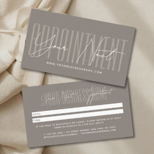 Modern script typography professional reminder appointment card
