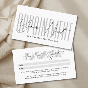 Modern script typography professional reminder appointment card