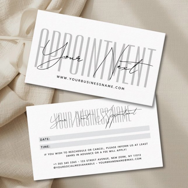 Modern script typography professional reminder appointment card (Creator Uploaded)