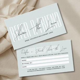 Modern script typography share the love referral card