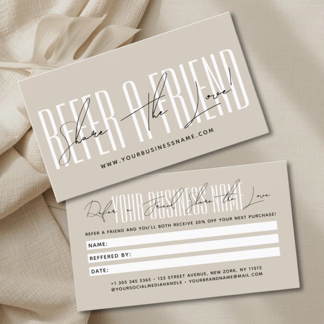 Modern script typography share the love referral card (Creator Uploaded)